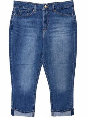 Levi Strauss Signature Womens 10 Mid Rise Capri Jeans Stretch Denim Blue